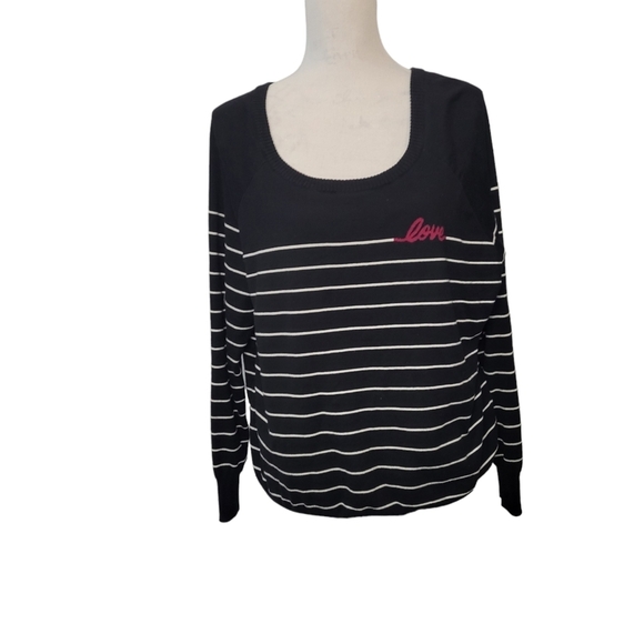 Torrid black with white stripes love sweater size 1 - Picture 1 of 9